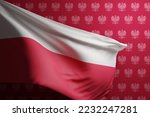 Polish flag on a dark background. Polish nationality concept, patriotism. Poland