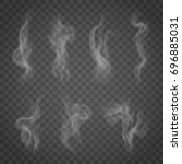 set of isolated smoke on a... | Shutterstock .eps vector #696885031