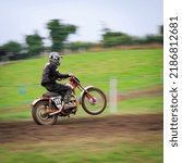 Small photo of Holywood, County Down Northern Ireland - July 30th 2022: Classic Moto X Event on a very mucky day.