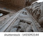Small photo of Cathedral of Verona, external Romanesque architecture with bestiaries carved in marble