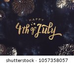 Happy 4th of July Celebration Text with Festive Gold Fireworks Collage in Night Sky