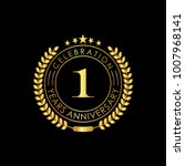 1 years golden anniversary logo ... | Shutterstock .eps vector #1007968141