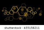 yellow hexagon on dark... | Shutterstock .eps vector #655158211