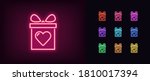 neon gift box icon. glowing... | Shutterstock .eps vector #1810017394