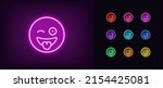 Outline Neon Crazy Emoji Icon....