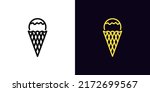 Outline Ice Cream Icon  With...