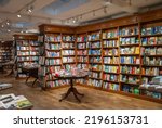Small photo of London, UK - November 5, 2019 - Interior of Daunt Books Marylebone High Street branch, traditionally specialising in travel books in London