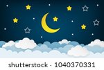 half moon  stars and clouds on... | Shutterstock .eps vector #1040370331