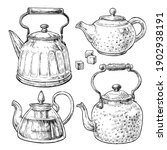 Retro Style Tea Pots Set. Hand...
