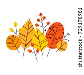 hand drawn vector autumn leaves ... | Shutterstock .eps vector #729178981