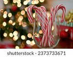 Candy canes in a canning jar in ...