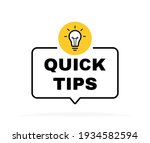 Quick tips geometric message bubble with light bulb emblem. Banner design for business and advertising. Vector illustration.