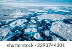 Small photo of landscape of the North Pole where climate change has caused melting ice caps and reduced polar ice extent