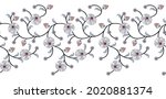 seamless vector floral border... | Shutterstock .eps vector #2020881374