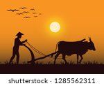 Stock Vector Silhouette Farmer...