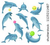 Cute Blue Dolphins Set  Dolphin ...