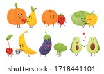 happy fruits and vegetables... | Shutterstock .eps vector #1718441101