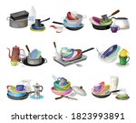 piles of dirty dishes and... | Shutterstock .eps vector #1823993891