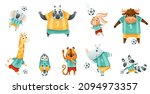 team of wild animals playing... | Shutterstock .eps vector #2094973357