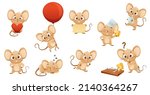 cute little mouse doing various ... | Shutterstock .eps vector #2140364267