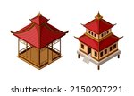 Wooden Gazebo And Tiered Pagoda ...
