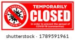 red sign temporarily closed by... | Shutterstock .eps vector #1789591961