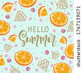 postcard with fresh orange ... | Shutterstock .eps vector #1767159071