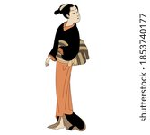 Standing Japanese Woman In...