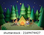 a man and a woman in a pine... | Shutterstock .eps vector #2169474427