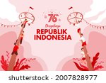 Indonesia independence day greeting card with traditional games concept illustration. Dirgahayu Republic indonesia translates to Republic of Indonesia independence day