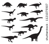 dinosaurs silhouette icon set.... | Shutterstock .eps vector #1121075507