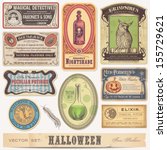 set of funny halloween stickers ... | Shutterstock .eps vector #155729621
