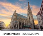 St. Stephen's cathedral on Stephansplatz square at sunrise, Vienna, Austria