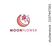 Moon Flower Logo Design Nature...
