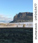 Small photo of Morning mist Mount Oakleigh, The Overland Track, Tasmania, Australia.