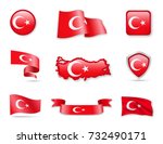 turkey flags collection | Shutterstock .eps vector #732490171