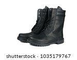  Black Army Boots. Isolated