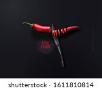 flying hot red pepper sliced.... | Shutterstock .eps vector #1611810814