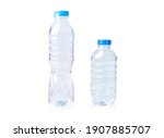Plastic water bottle big and small size isolated on white background.