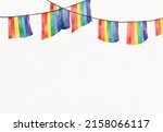 rainbow flag watercolor brush... | Shutterstock . vector #2158066117