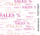 multicolored sales tags on a... | Shutterstock .eps vector #743574847