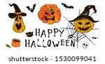 happy halloween greeting card.... | Shutterstock .eps vector #1530099041