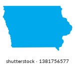 Blue Map of US Federal State of Iowa