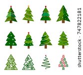 set of abstract christmas... | Shutterstock .eps vector #747822181