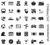 travel icons. black flat design.... | Shutterstock .eps vector #1917998411