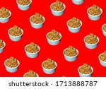 Chicken pop on red background. food pattern