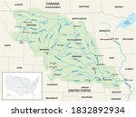 Vector map of the Missouri River Drainage Basin, United States, Canada