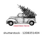  Christmas Truck. Vector...