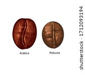   two coffee beans close up.... | Shutterstock .eps vector #1712093194