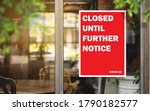 Small photo of Various shops stick to the poster. closed until further notice from the government due to the COVID 19 coronavirus epidemic. restaurants, cafes, bars, clubs are all closed due to the domestic economy.